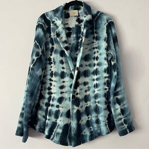 Anthropologie Tina + Jo Breezy Gauze Tie Dye Blue White Blazer